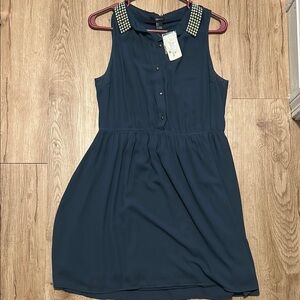NWT Forever 21 Navy Dress with Studded Collar